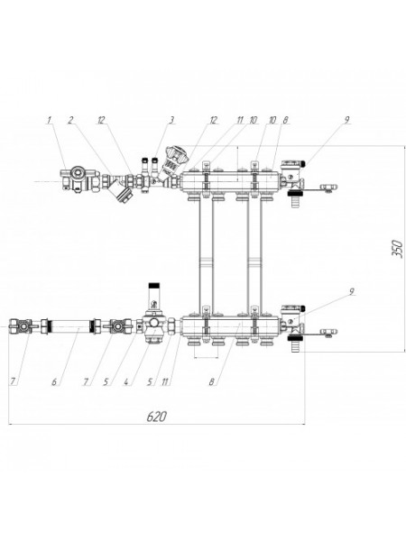 Коллекторный модуль Giacomini 3/4*18 на 2 зоны базовая модель GE550Y192 Коллекторный модуль Giacomini 3/4*18 на 2 зоны базовая модель GE550Y192